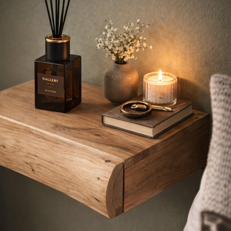 2er Set schwebende Nachttische Akazienholz Freya Klein