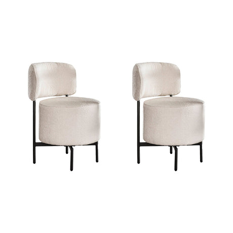 Set von 2 Esszimmerstühlen Dante Bouclé weiß drehbar 