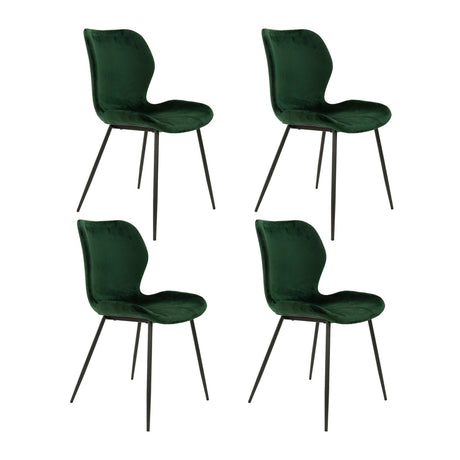 Set von 4 Esszimmerstühlen Argo Velours Grün 
