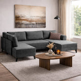 Schlafsofa Anthrazitfarbener Stoff – U-Sofa – XXL 300 x 202 x 152 cm – Belen
