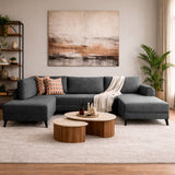 Schlafsofa Anthrazitfarbener Stoff – U-Sofa – XXL 300 x 202 x 152 cm – Belen