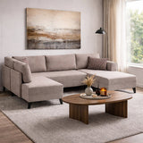 Schlafsofa Beiger Stoff – U-Sofa – XXL 300 x 202 x 152 cm – Belen