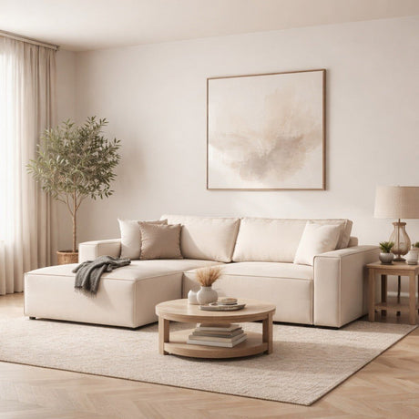 Schlafsofa aus beigem Stoff - mit Stauraum - linksseitig - 260 x 170 cm - Pirlo