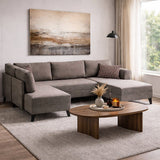 Schlafsofa Taupefarbener Stoff – U-Sofa – XXL 300 x 202 x 152 cm – Belen