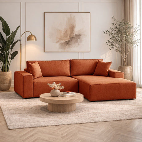 Schlafsofa terrakottafarbener Stoff – mit Stauraum – Rechts – 260 × 170 cm – Pirlo