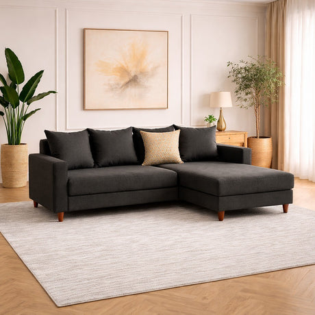 Schlafsofa aus Stoff in Anthrazit – Doppelbett – kompakt 215 x 150 cm – Rechts – Aydam