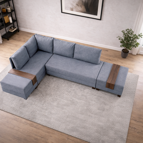 Ecksofa mit Schlaffunktion Left Fly Blue