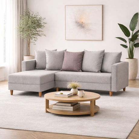 Ecksofa mit Schlaffunktion Links Aydam Creme