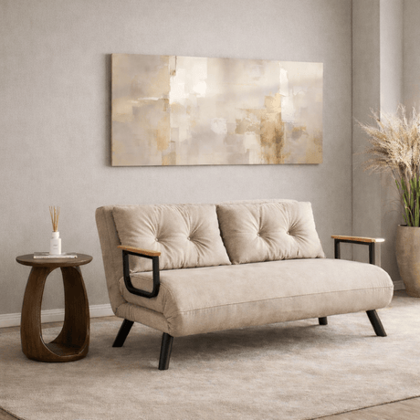 2-Sitzer Schlafsofa Sando Stoff Creme 