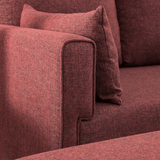 Schlafsofa aus rotem Stoff - 2-Sitzer - inklusive Hocker - linksseitig - Bella