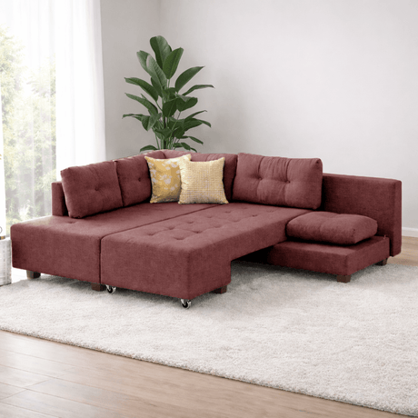 Ecksofa mit Schlaffunktion Links Manama Claret Red