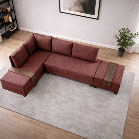 Ecksofa mit Schlaffunktion Left Fly Claret Red