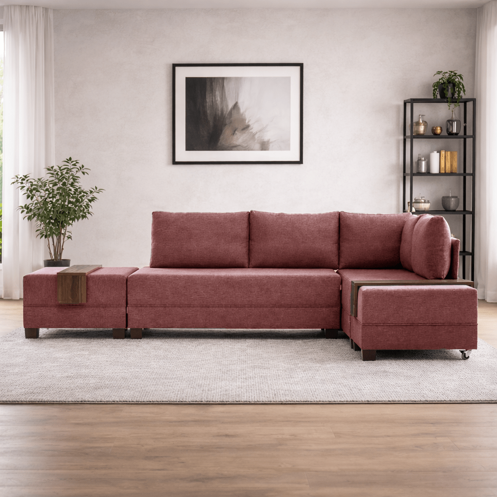 Ecke Schlafsofa Fly Claret Red – wettbewerbsfähige Preise! – Dimehouse