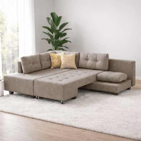 Ecksofa mit Schlaffunktion Links Manama Creme