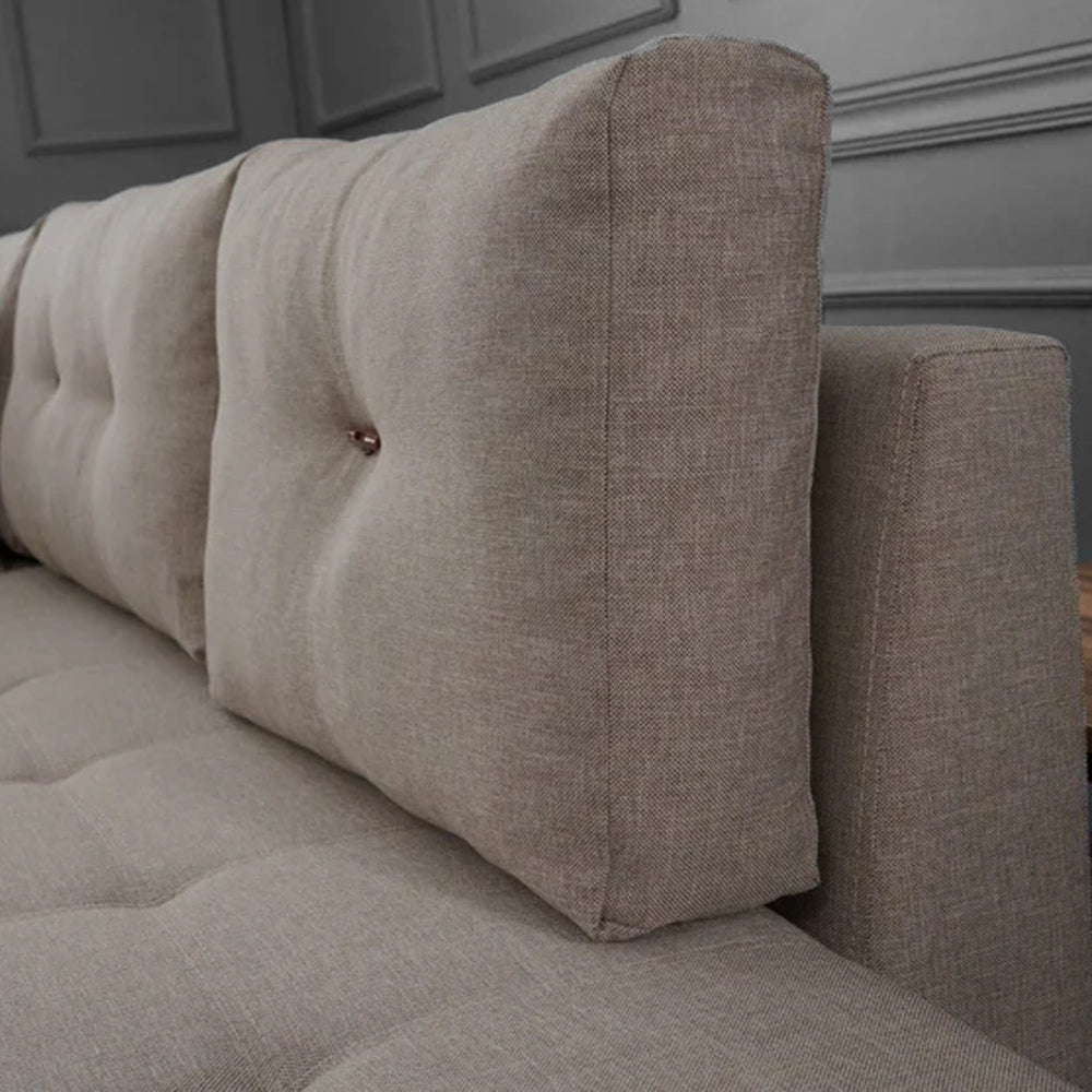 Schlafsofa taupefarbener Stoff – XL 280 × 206 cm – mit Rollen – Rechts – Manama