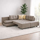 Schlafsofa taupefarbener Stoff – XL 280 × 206 cm – mit Rollen – Rechts – Manama