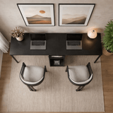 Studie Büro Twin Study Desk 240x60 cm Anthrazit und Schwarz Anthrazit Schwarz Melamin 