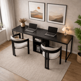 Studie Büro Twin Study Desk 240x60 cm Anthrazit und Schwarz Anthrazit Schwarz Melamin 