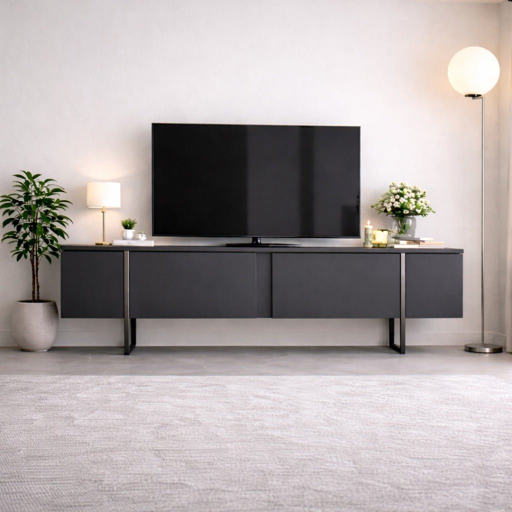 TV-Schrank Anthrazit Luxus 180x50x30 - Silberner Rahmen