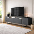 TV-Möbel - TV-Möbel Anthrazit Yildiz 180x50x30 - Silberrahmen - Dimehouse