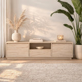 TV-Möbel Japandi Travertin Melamin – drei Schränke – 160 x 42 x 29,5 cm – Flare