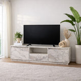 TV Meubels - TV Meubel Marmer Melamine - drie kastjes - 160x42x29,5 cm - Flare - Dimehouse