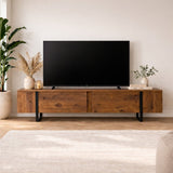 TV Möbel Natur Melamin Schwarz Rahmen Blitz 50x180x29,5 cm 