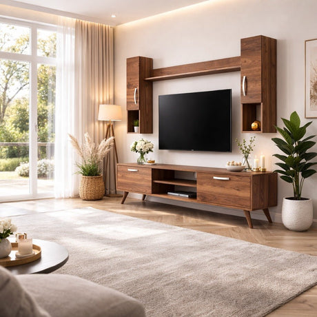 TV -Möbel Set Alta Walnut Melamin 180x48.6x35 cm