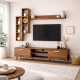 TV Meubels - TV Meubel Set Iona Walnoot Melamine 180x48,6x35 cm - Dimehouse
