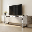 TV-Möbel - TV-Möbel Travertin Yildiz 180x50x30 - Silberrahmen - Dimehouse