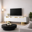TV-Möbel - TV-Möbel Weiß Bohem 180x50x30 - Goldener Rahmen - Dimehouse