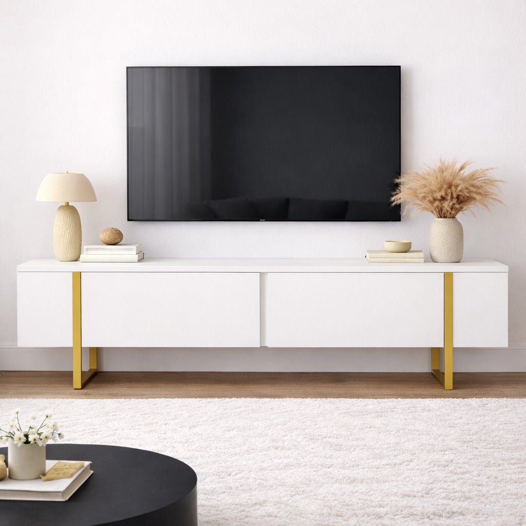 TV Meubels - TV Meubel Wit Melamine Blitz 50x180x29,5 cm - Dimehouse
