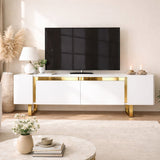 TV Meubels - TV Meubel Wit Yildiz 180x50x30 - Gouden Frame - Dimehouse
