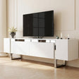 TV-Möbel - TV-Möbel Weiß Yildiz 180x50x30 - Silberner Rahmen - Dimehouse