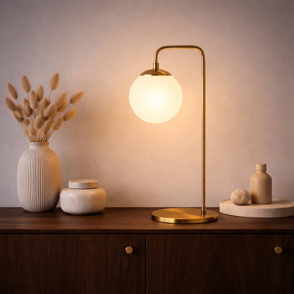 Tischlampe Bronzefarbene Glaskrempe