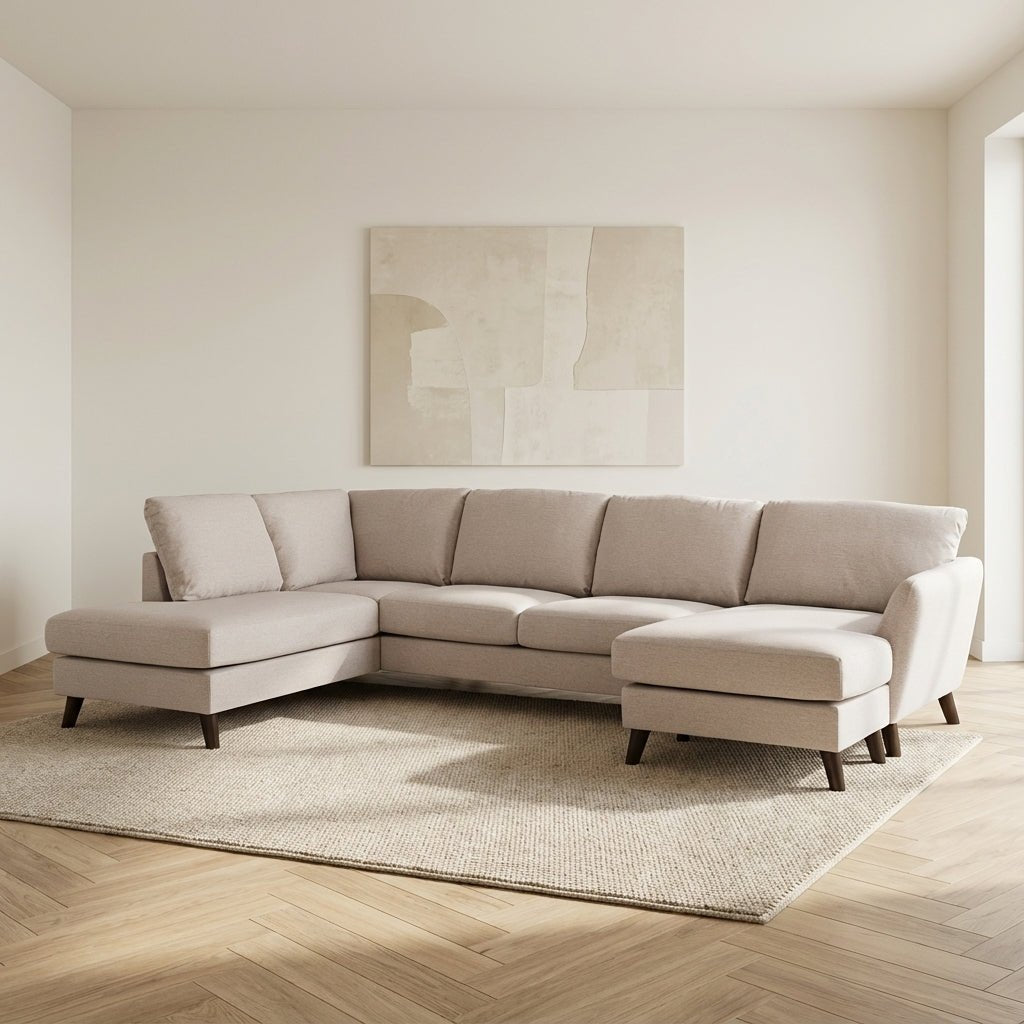 U-bank Ayla beige sfeerfoto in modern interieur