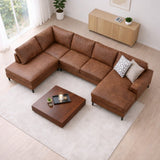U-Bank Ecksofa Cognac Stoff 314x200 cm – Links – Porto