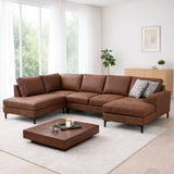 U-Bank Ecksofa Cognac Stoff 314x200 cm – Links – Porto