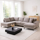 Sofas - U - Sofa Ecksofa Grau Stoff 314x200 cm - Links - Porto - Dimehouse