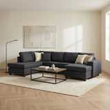 U-bank Riley stof antraciet sfeerfoto in modern interieur