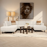 Modernes U-Sofa Ecksofa links beige Stoff Aniko 310x197x78 cm