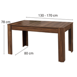 Eettafels - Uitschuifbare eettafel walnoot melamine - Japandi - 130 - 170 cm - Otis - Dimehouse