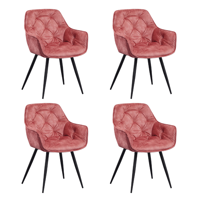 Schicker Esszimmerstuhl Samt Rosa Stoff Audrey - Mit Armlehnen