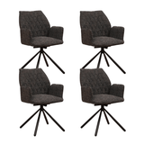 Drehbarer Esszimmerstuhl aus schwarzem Novan Chenille – 180° drehbar
