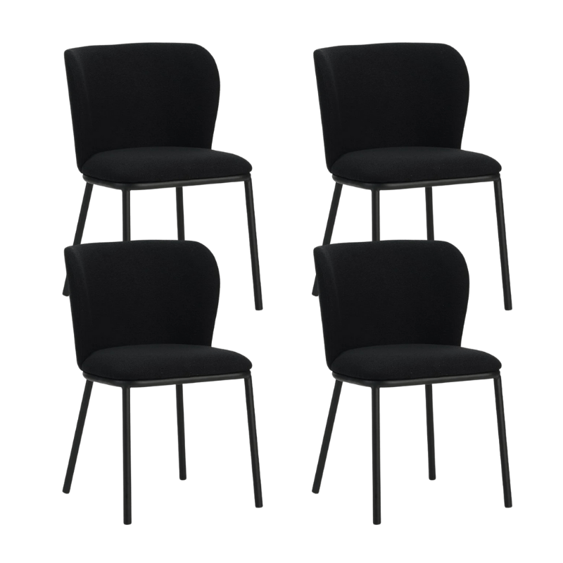 Esszimmerstuhl Schwarz Bouclé Stoff Tess - Ohne Armlehnen