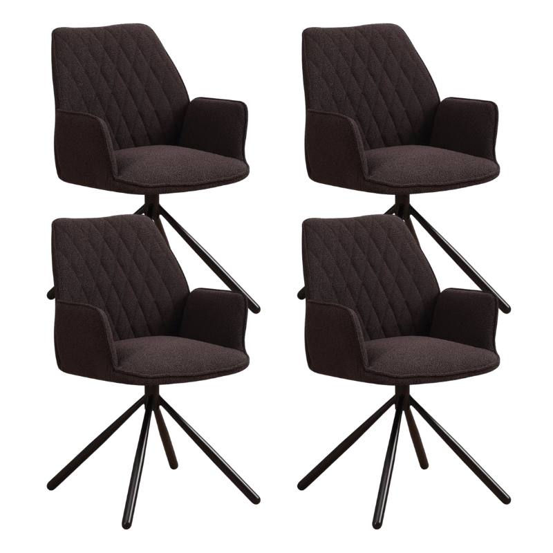 Novan Brown Bouclé Drehstuhl – 180° drehbar