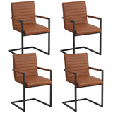 Set von 4 Esszimmerstühlen Kuba Industrie Cognac - Kunstleder - Mit Armlehnen 