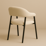 Esszimmerstuhl Bouclé Beige Lisa - Schwarzes Gestell 