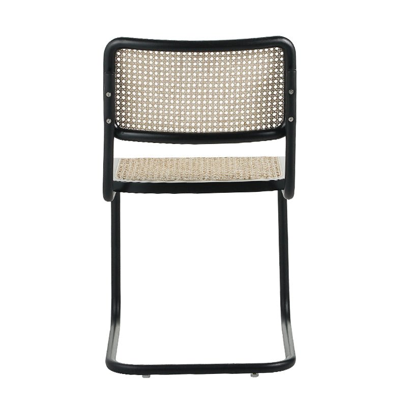 Buisframe eetkamerstoel Vester zwart metaal met bamboe webbing - Zonder Armleuningen
