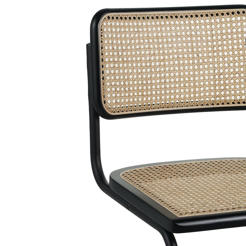 Buisframe eetkamerstoel Vester zwart metaal met bamboe webbing - Zonder Armleuningen